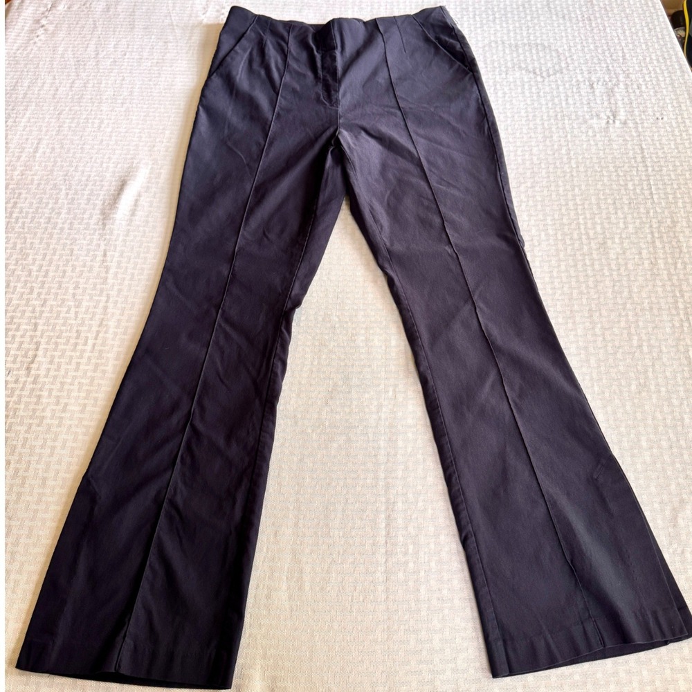 Tribal Navy Blue Flared Dress Pants High Waisted Side Slit Workwear Size 14